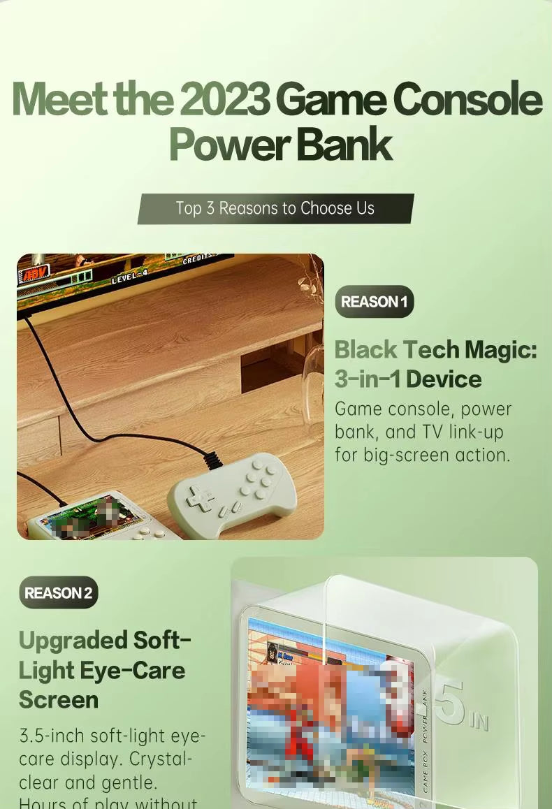 Retro Game Console - 3.5-inch IPS Screen, 6000mAh, 10000 Games | Light Green Retro Game Console - 3.5-inch IPS Screen, 6000mAh, 10000 Games | Light Green